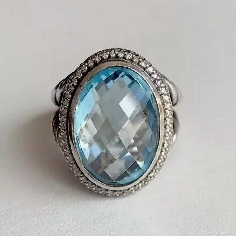 DAVID YURMAN ALBION TOPAZ/ DIAMOND  RING SZE 7